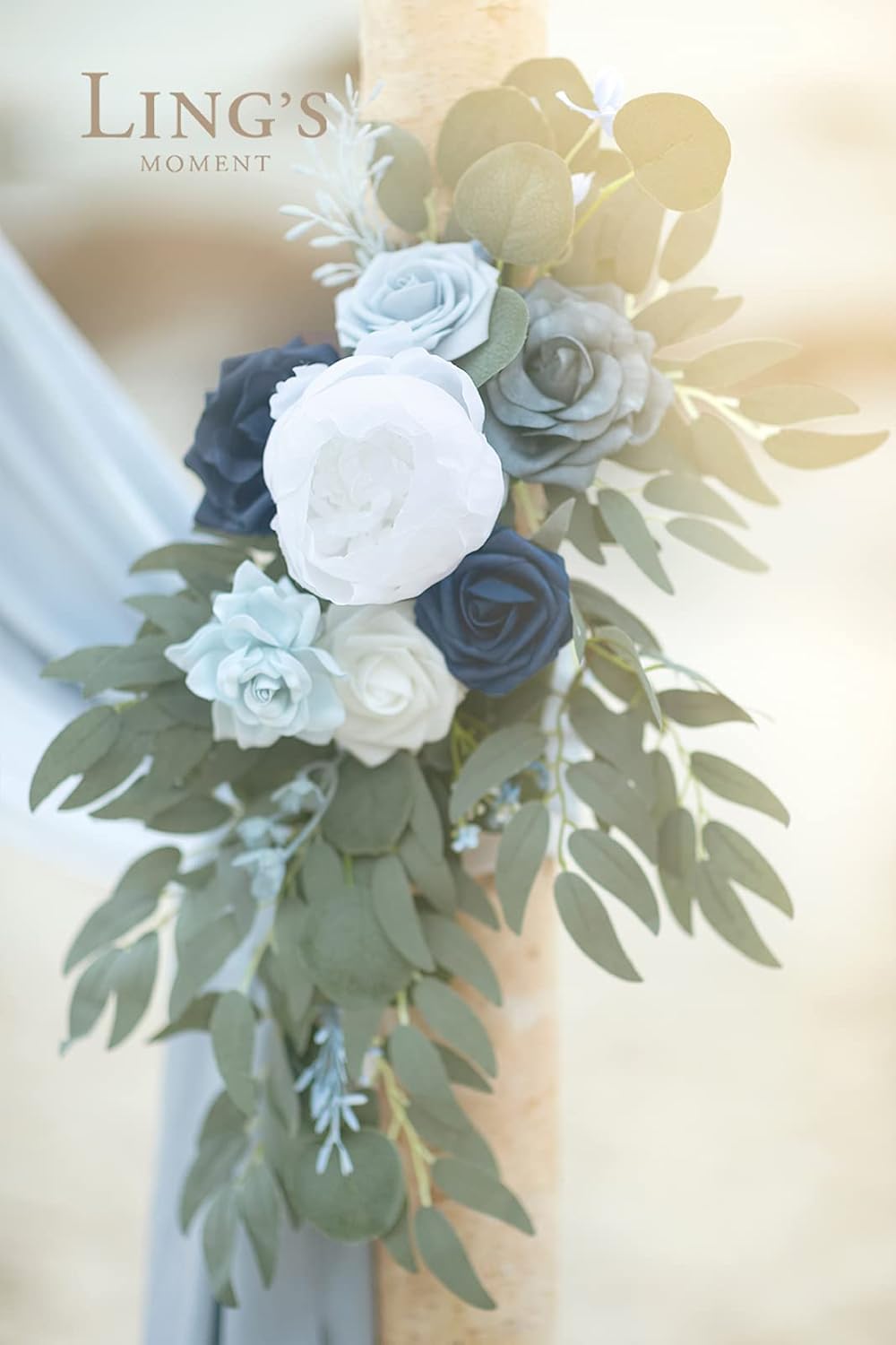 Ling's Moment Dusty Blue Artificial Wedding Arch Flowers Kit Pack of 4, 2pcs Hanging Flower