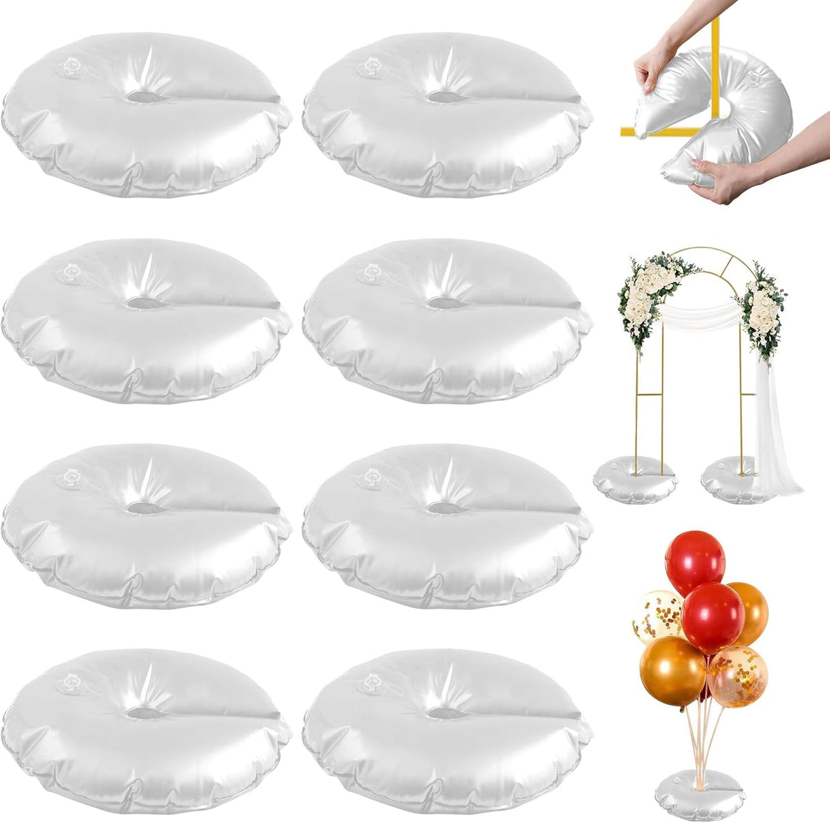 White Balloon Arch Weights, Heavy Duty Water-Filled Base Weights for Party Backdrop Stand Frames