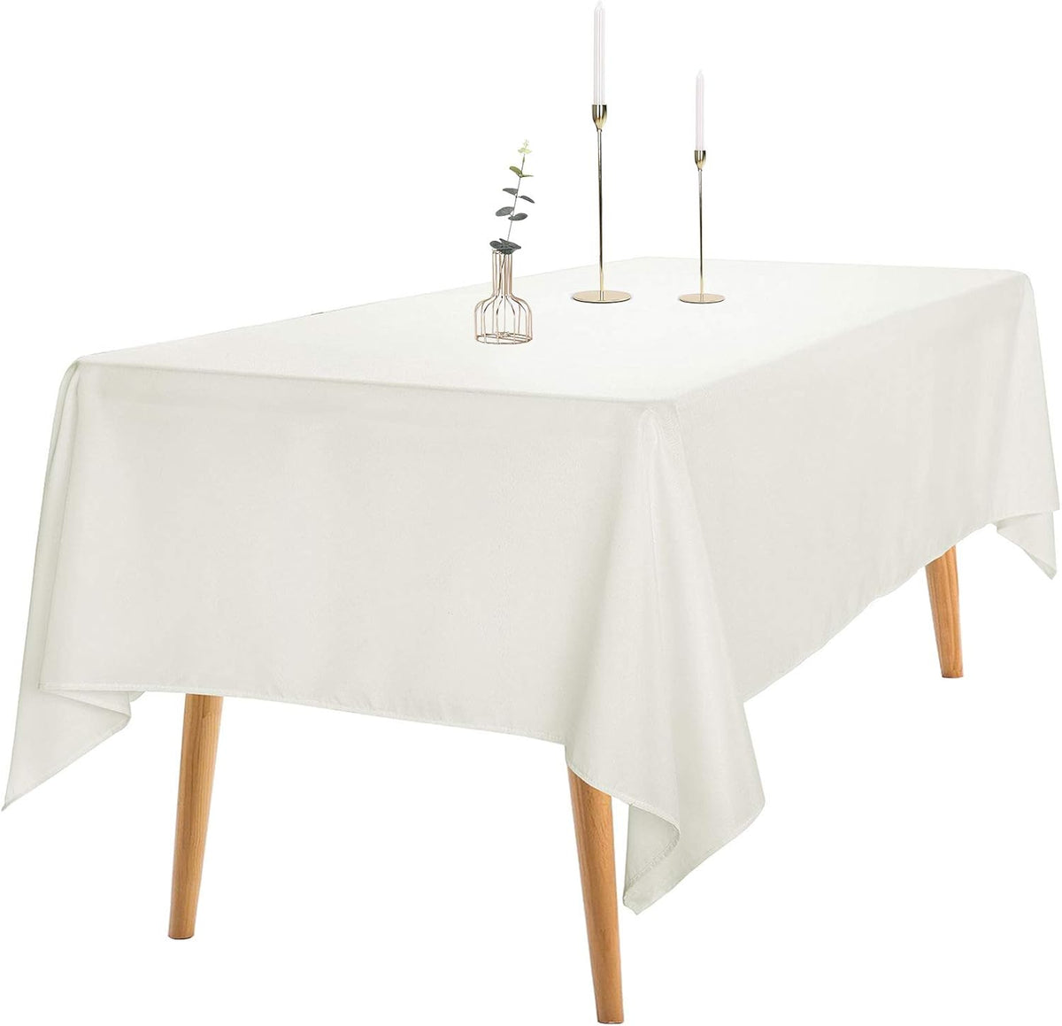 Ascoza 2pack 60x120 Inch Ivory Rectangular Tablecloth 6 Feet Table Cloth in Polyester Fabric for