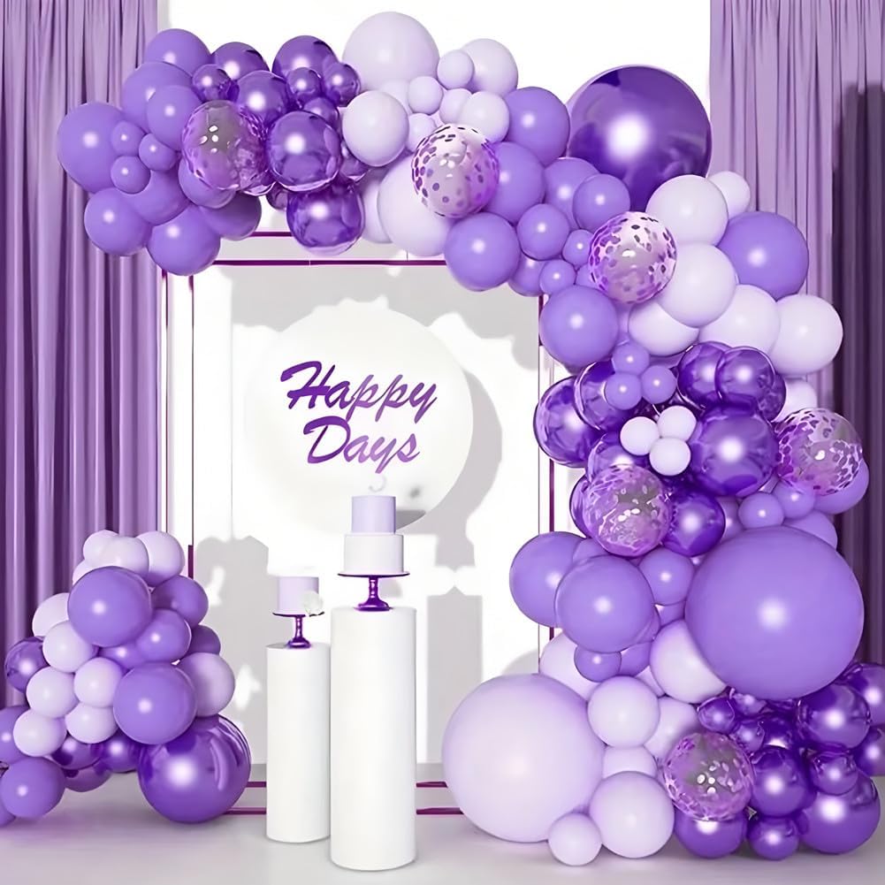 300 Pcs Purple Balloons 5 Inch Metallic Chrome Purple Pastel Macaron Light Lavender Assorted Colors