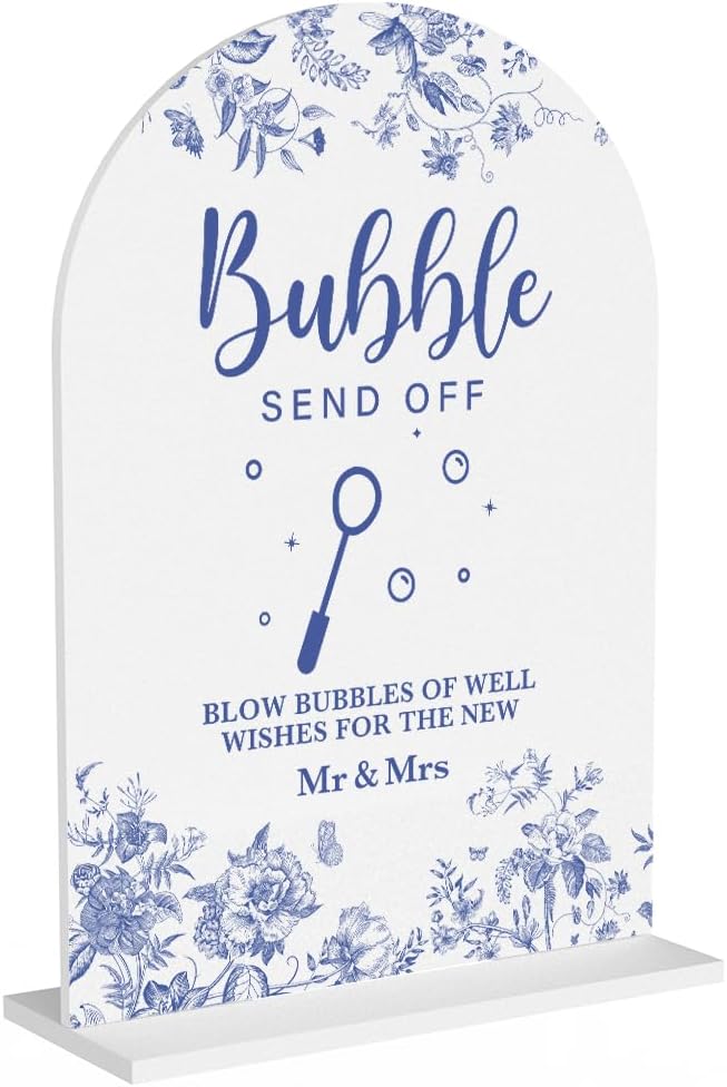 Acrylic Wedding Signs, Dusty Blue Wedding Decor, Blue Weddings Decor, Bubble Send Off Signs for