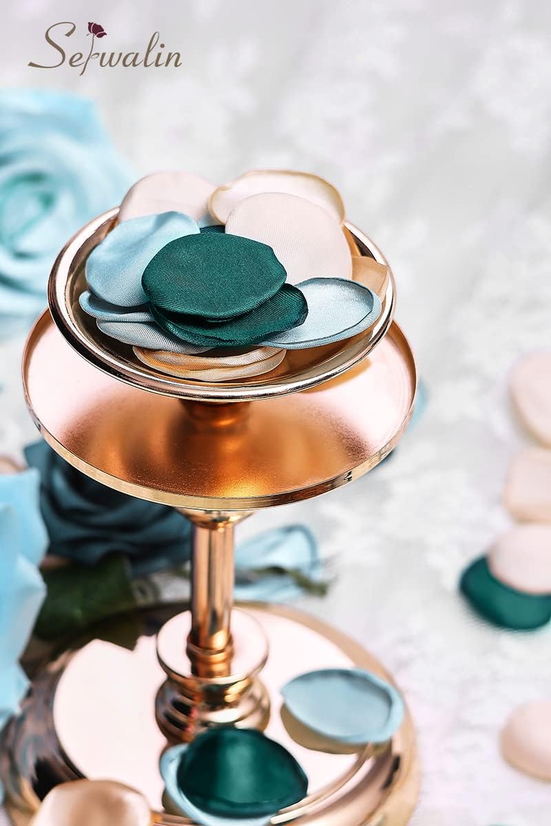 Serwalin 300Pcs Silk Rose Petals Flower Petals for Christmas Weddings Proposal Green Gold Petals