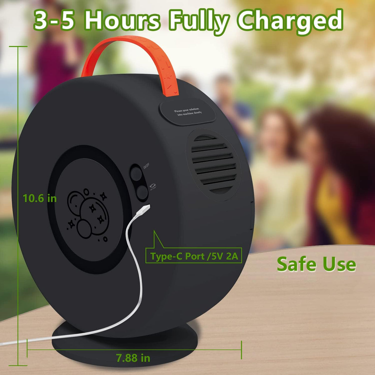 Bubble Machine for Kids Toddlers,Automatic Bubble Blower Rechargeable, 90° 360° Auto Rotatable