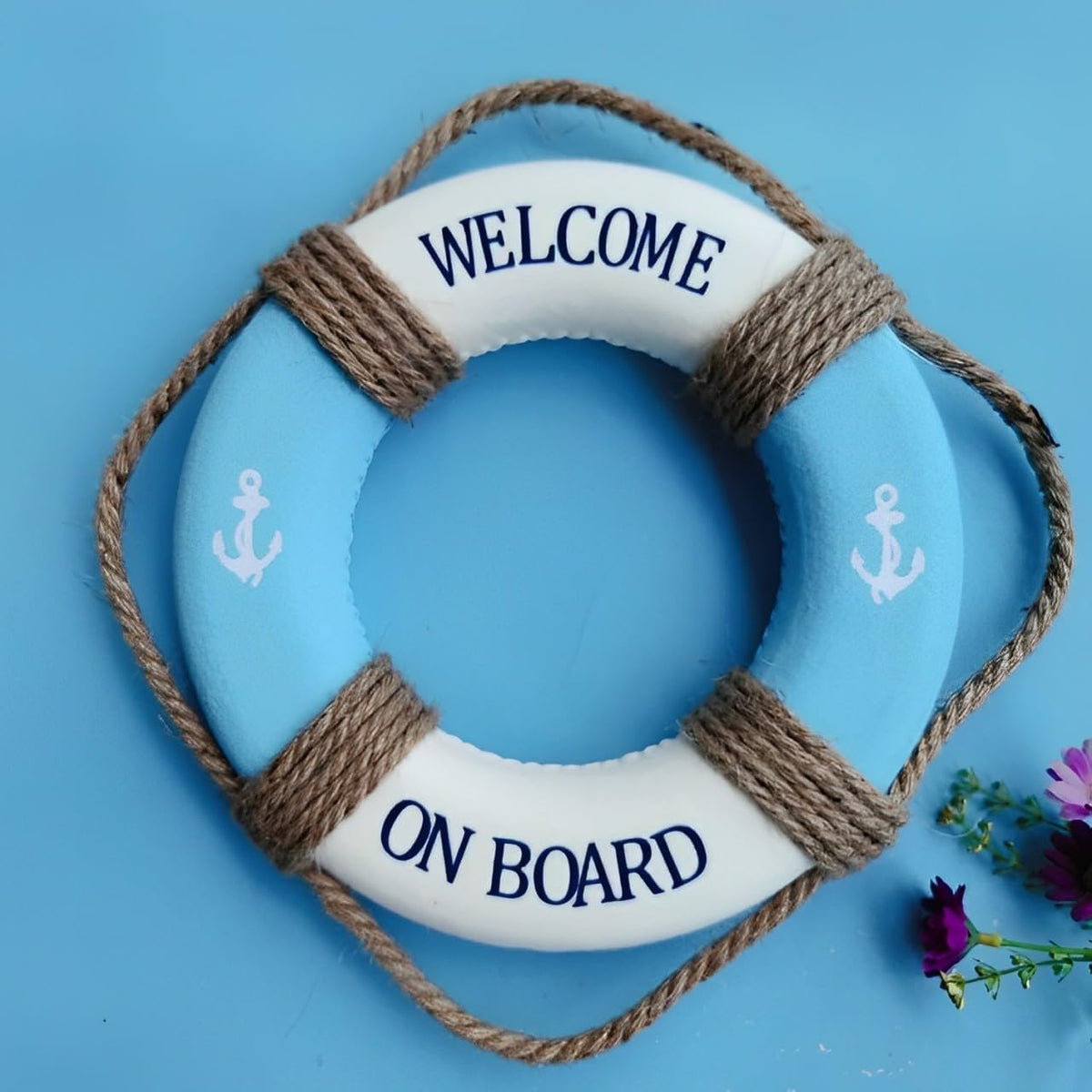 MorroMorn Lifebuoy Wall Hanging Decor - Welcome Aboard Mediterranean Style Home Decoration Hemp