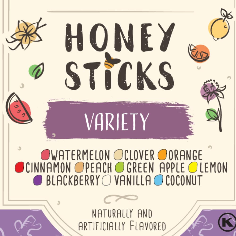 The Honey Jar Variety Pack Honey Sticks - Pure Honey Straws For Tea, Coffee, or a Healthy Treat