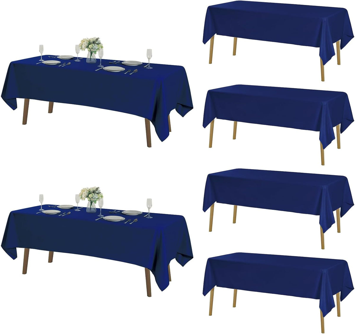 Fokitut 6 Pack Rectangle Tablecloth, 60x102 Inch, Stain Resistant and Wrinkle Polyester Table