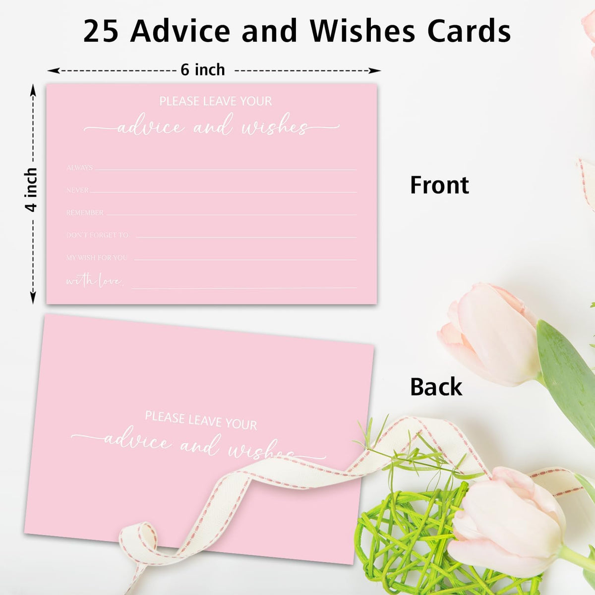 Pink Advice and Wishes Card, Advice Cards for The Bride and Groom, Bridal Shower,Wedding or Baby