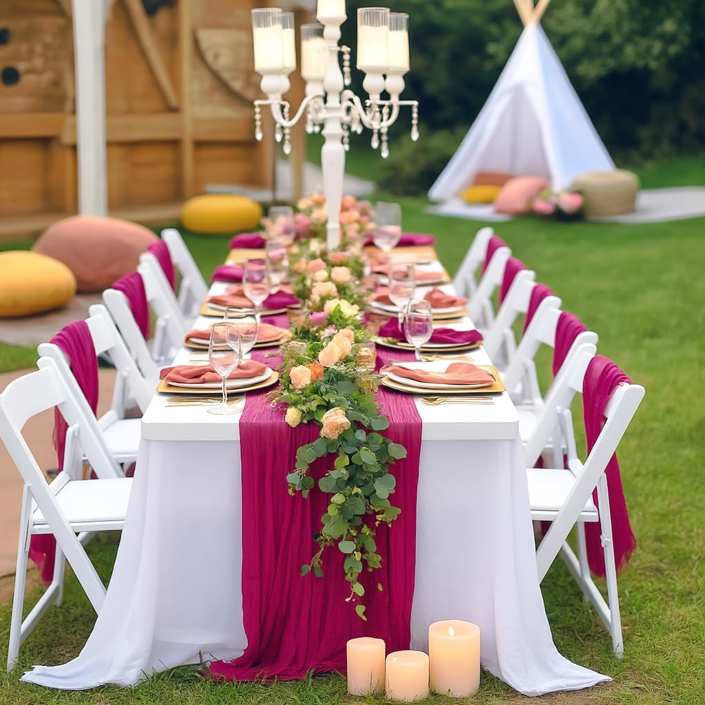 6 Pack Hot Pink Cheesecloth Table Runner Summer Sheer Fuschia Cheese Cloth Table Runner Boho Gauze