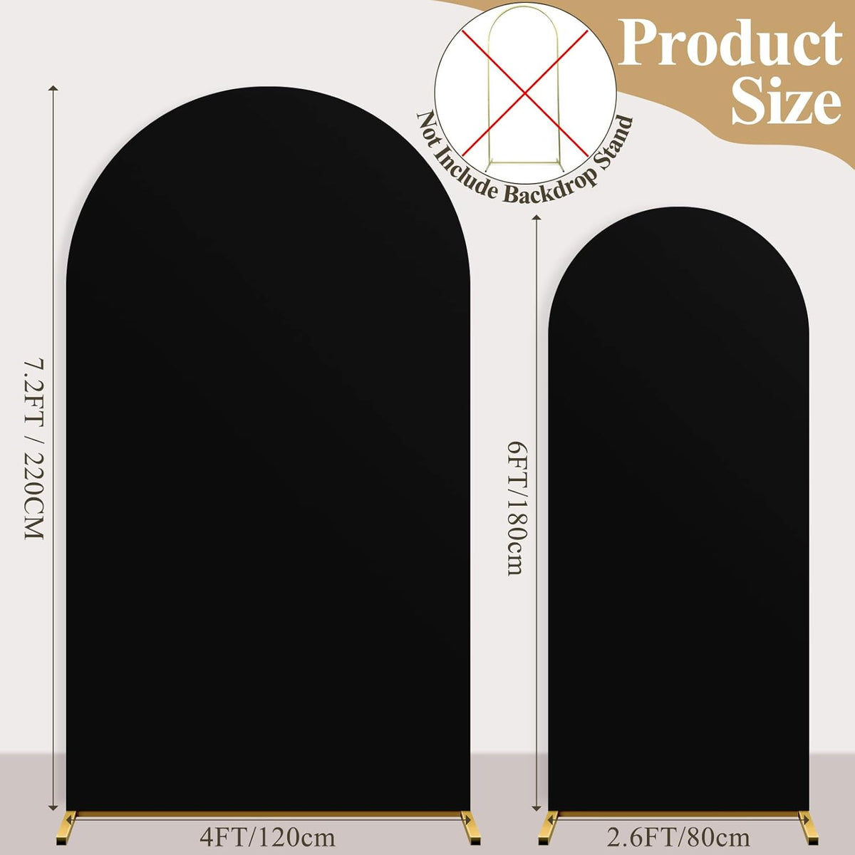 Ledido Wedding Arch Backdrop Cover 6FT 7.2FT Arch Covers 2Set Fitted Stretchy Spandex Round Top