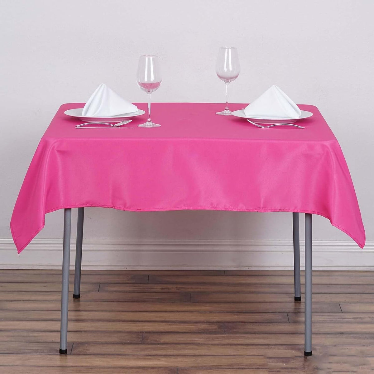 Efavormart 54x54 Fushia Wholesale Linens Seamless Polyester Square Linen Tablecloth for Wedding