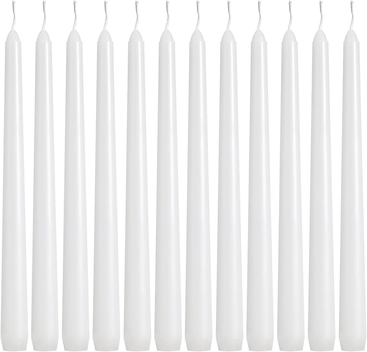 36 Pack White Taper Candles, 7-8 Hours Burn Time, Unscented, Smokeless and Dripless, 0.8 x 10 Inch