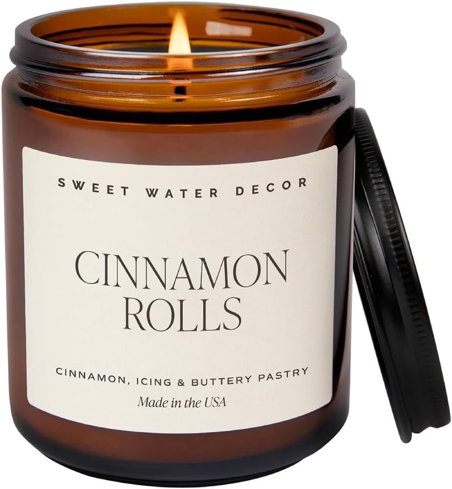 Sweet Water Decor Cinnamon Roll Candle - Fall Candle with Cinnamon, Icing & Buttery Pastry for Home