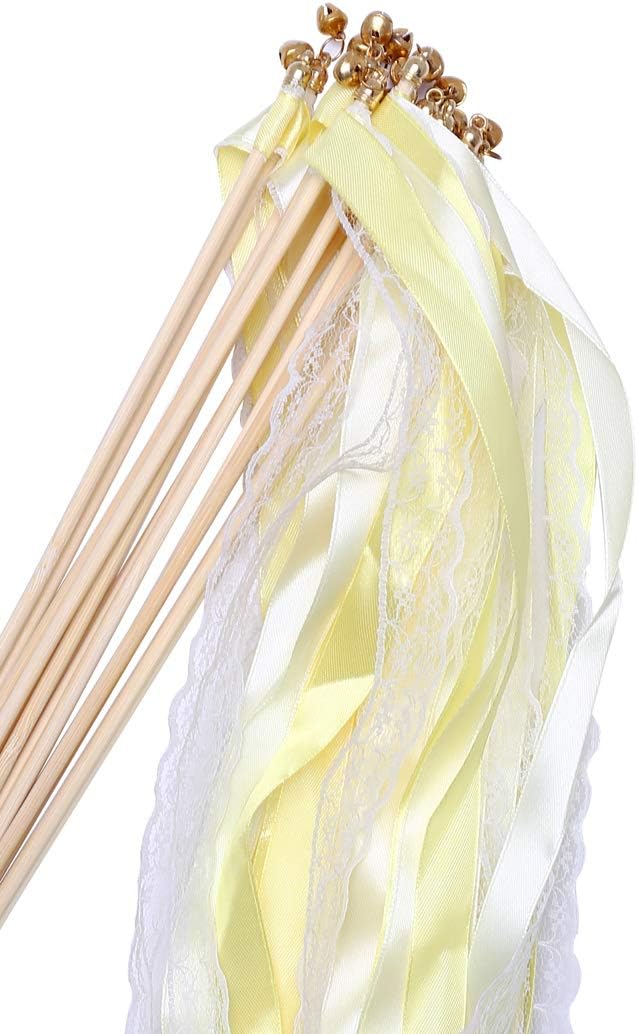 30pcs Lace Ribbon Stick Wands Christmas Birthday Party Streamers Wands Fairy Stick for Wedding