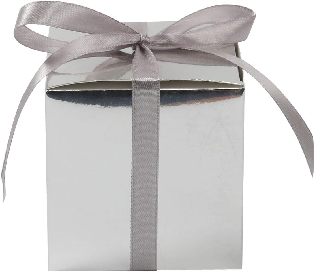 COTOPHER 100pcs Small Gift Boxes, Favor Boxes 2x2x2 inches Paper Gift Boxes with Ribbons Candy Box