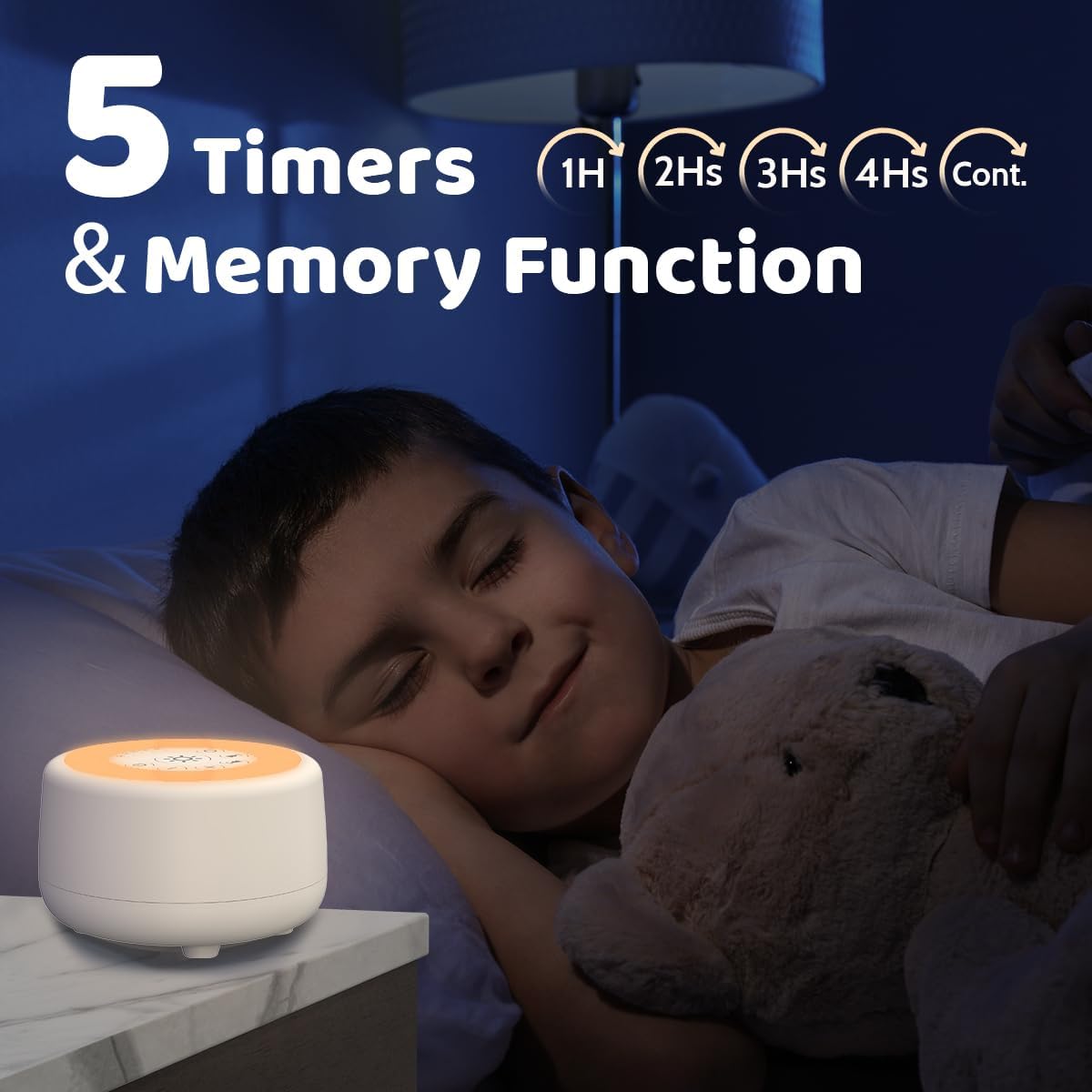 Sleepbox Sound White Noise Machine with 25 Soothing Sounds and 10 Colors Warm Night Light 4