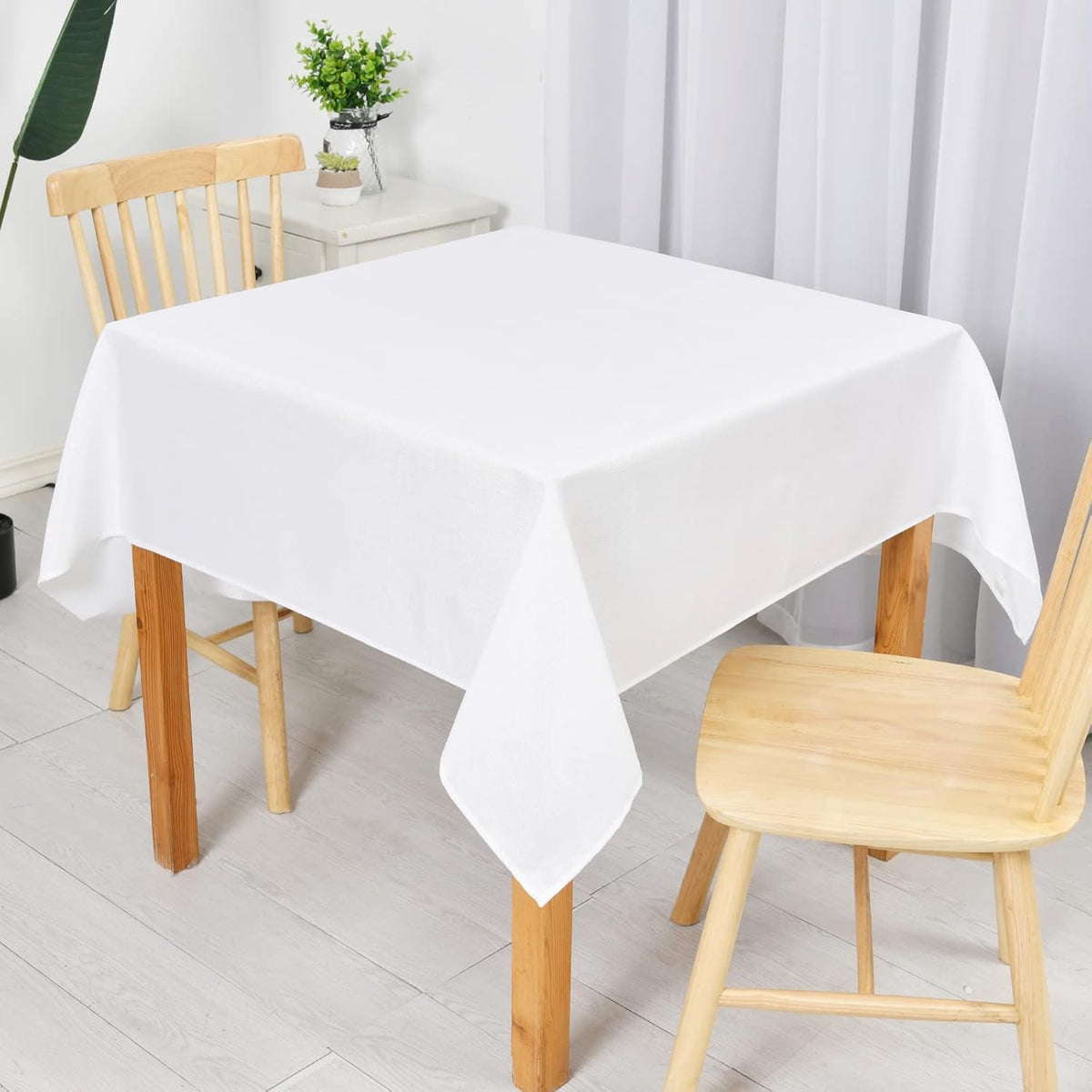 Hiasan Faux Linen Rectangle Tablecloth - Wrinkle and Stain Resistant Washable Table Cloth for