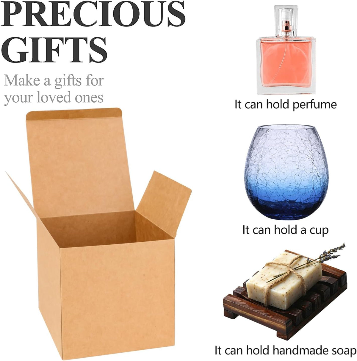 COTOPHER Small Gift Boxes 25 Pack 5x5x5 inches Brown Gift Boxes with Lids for Gifts, Crafting