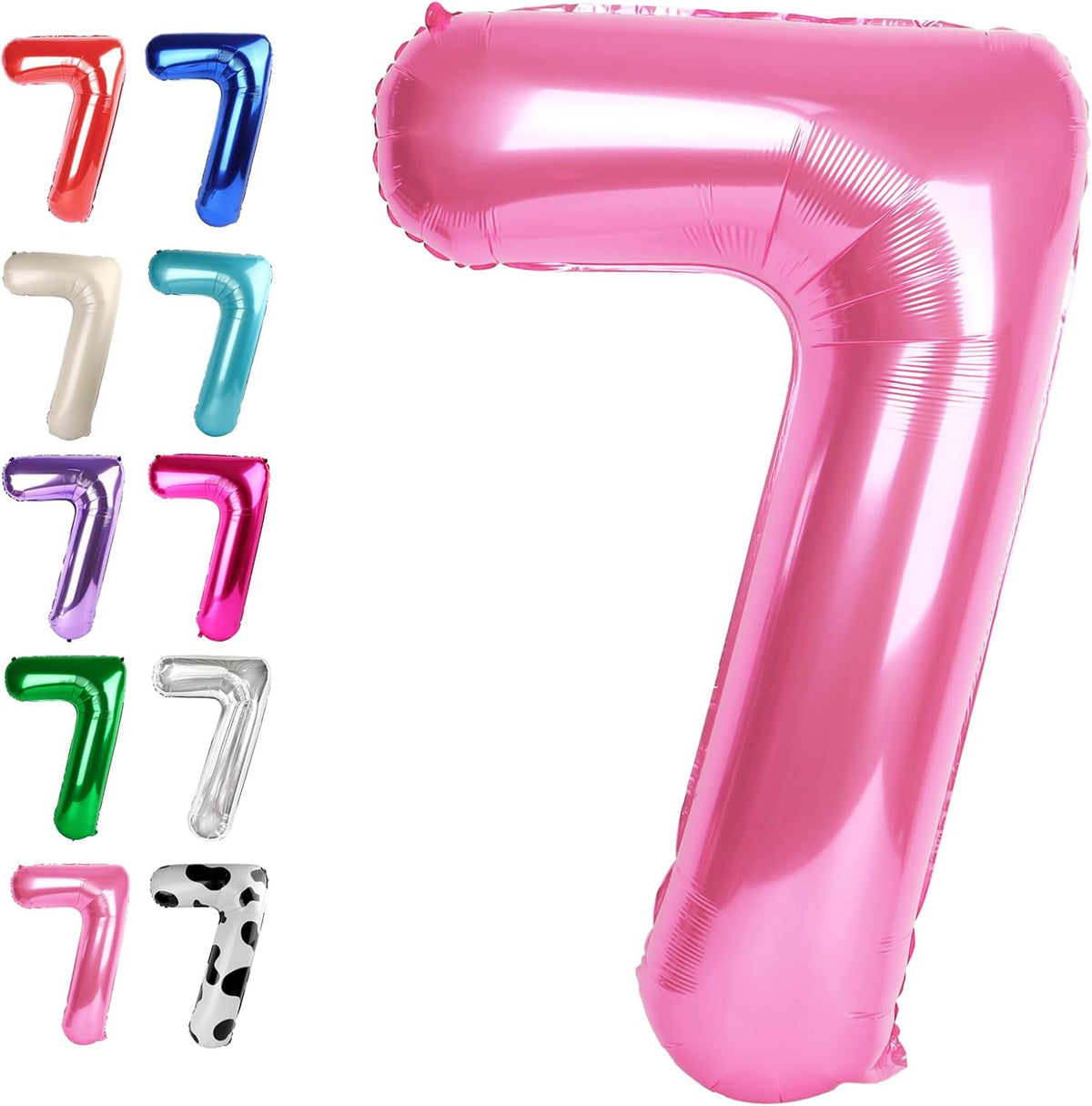 Pink Number 7 Birthday Balloon 40 Inch, Digital Balloons for 7 17 27 70 77 Party Celebration
