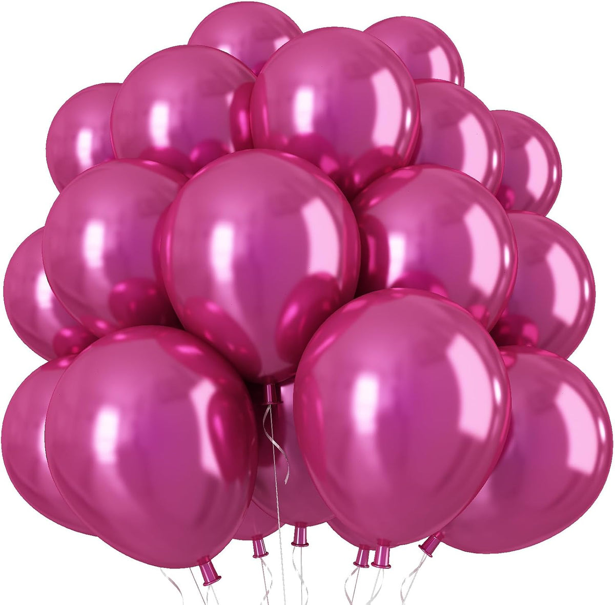 Chrome Fuchsia Balloons, 50 PCS 10 Inch Double-Layered Metallic Fuchsia Pink Balloons, Shiny Thick