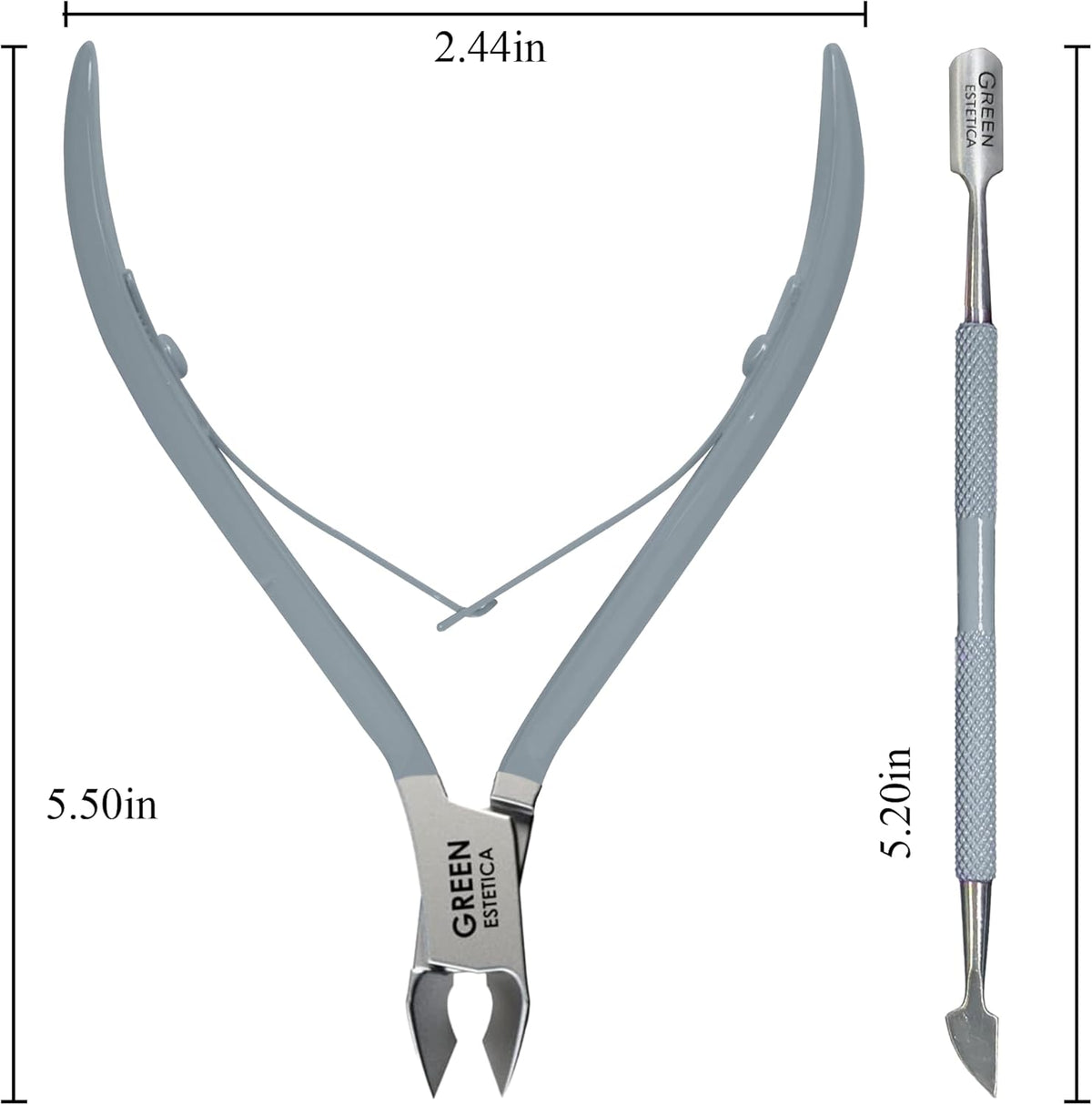 Professional Cuticle Trimmer with Cuticle Pusher Nail Cuticle Remover Nipper Silver Stainless Steel