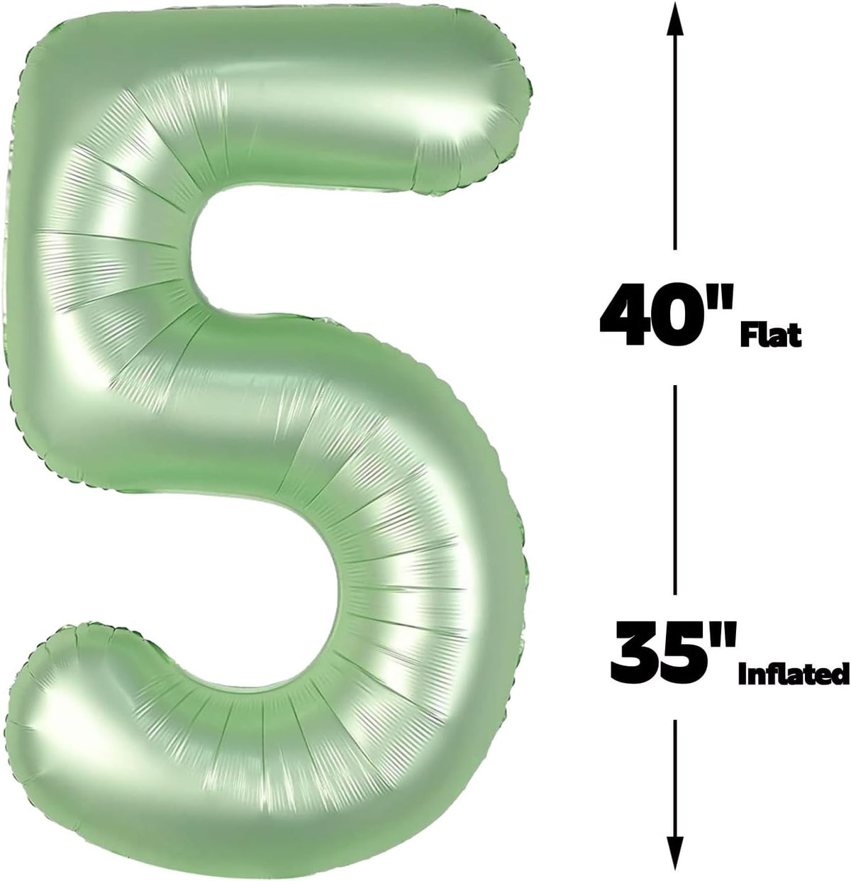 Large Sage Green 40 Inch Birthday Number 5 Balloon, Sage Green Five 5th 15 25 35 50 55 Birthday