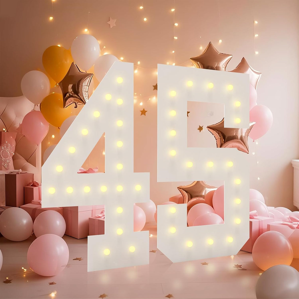4FT Light Up Numbers, Marquee Numbers 4 Feet Tall Giant Number 45 Mosaic Big Number Sign for 45th