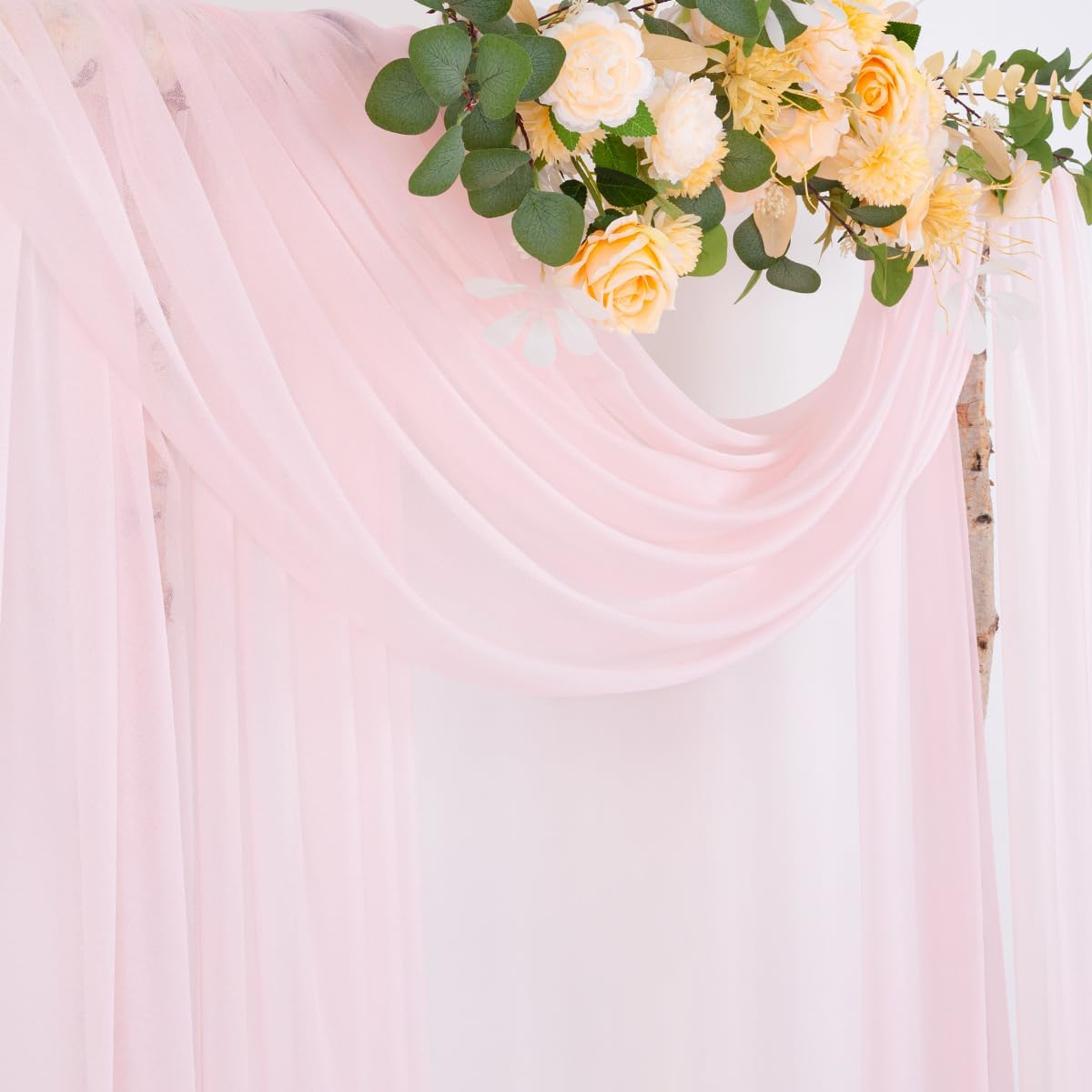 Socomi Blush Pink Wedding Arch Draping Fabric 29" x 20Ft 1 Panel Sheer Outdoor Curtain Drapes Extra