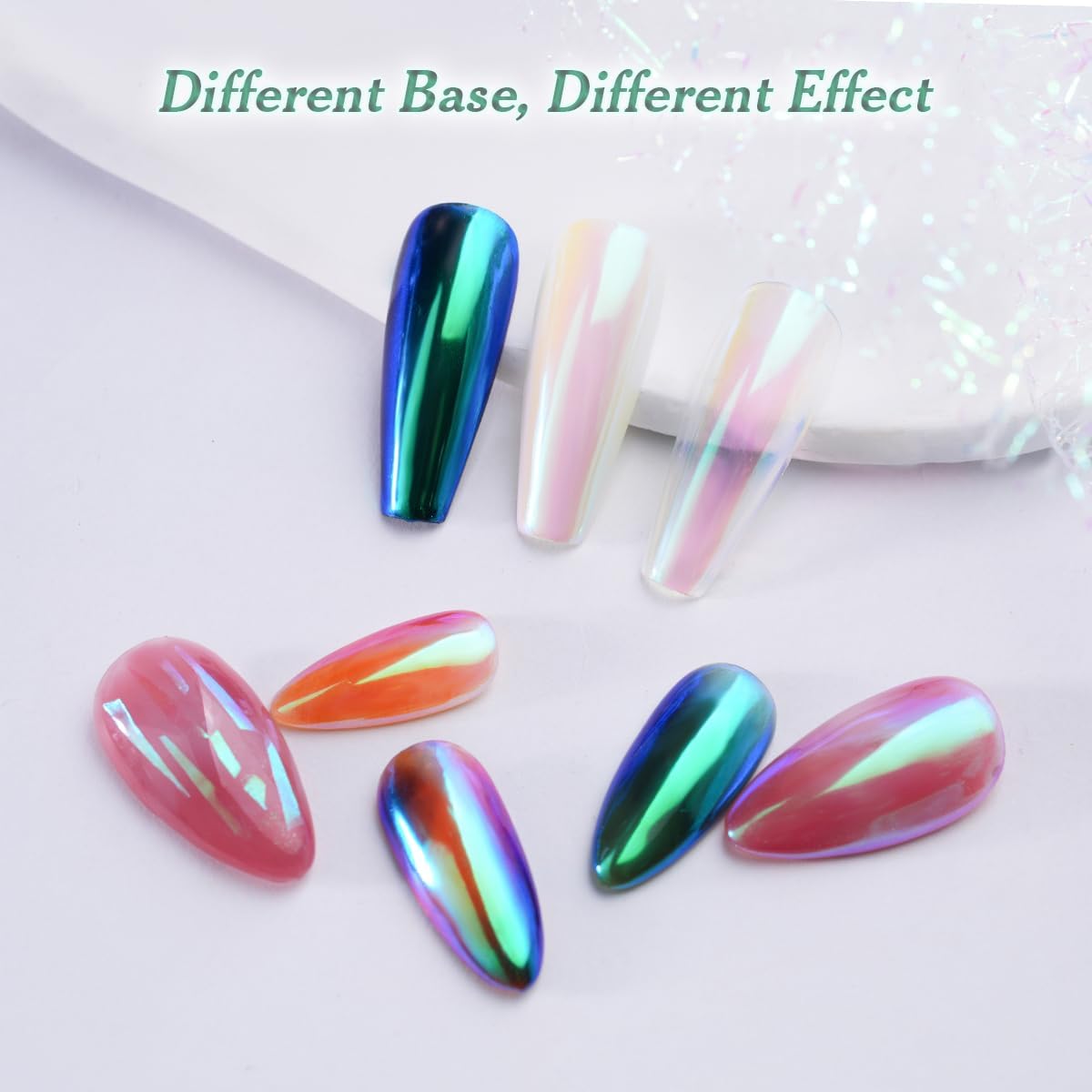 Pretty Diva Mermaid Chrome Nail Powder, Aurora Iridescent Chrome Powders for Nails Unicorn Nail