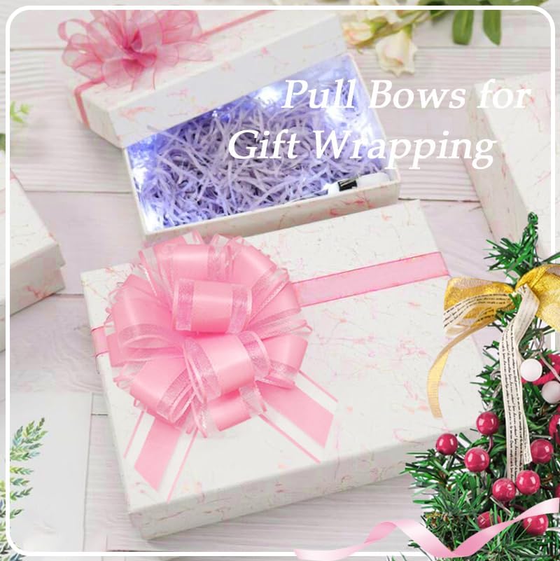 6 Pieces Large Pull Bows,6 inches,Bow for Gift Wrapping,Pull Bows for Party Birthday Gift Wedding