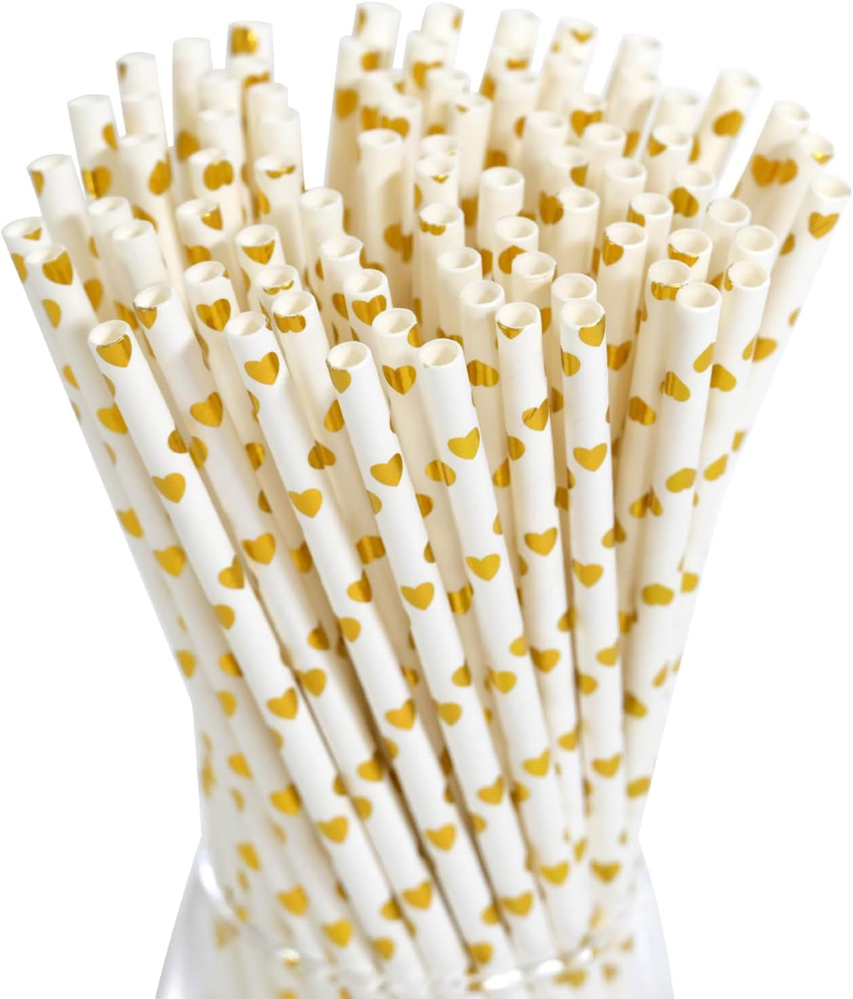 Gold Paper Straws - Biodegradable Disposable Drinking Straws for Party, Birthday, Wedding
