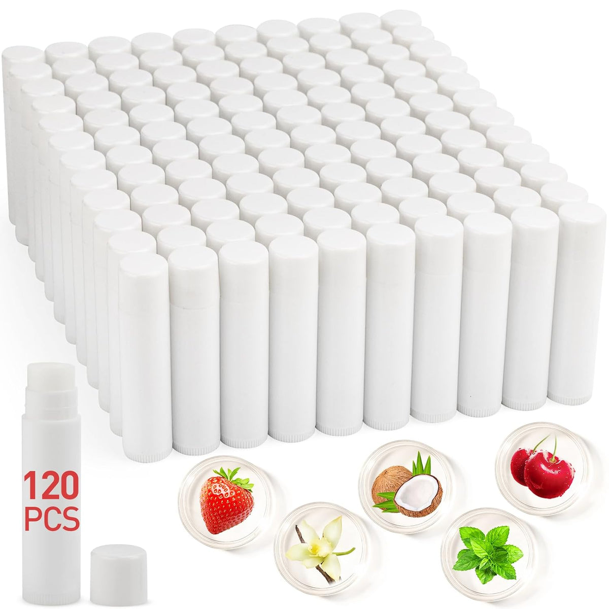 120 Pack Lip Balm Unlabeled, Natural Lip Balm Bulk Blank Tube, Personalized Lip Balms for Party