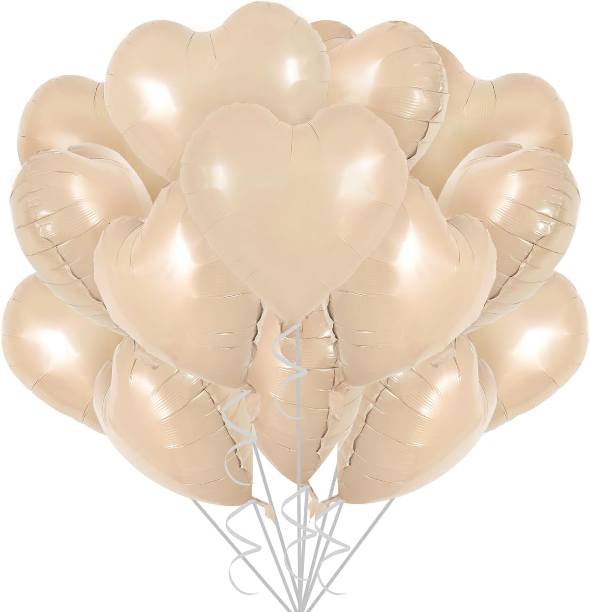 TONIFUL 30Pcs 18 Inch Light Brown Heart Balloons Heart Shape Foil Mylar Balloons Decoration for
