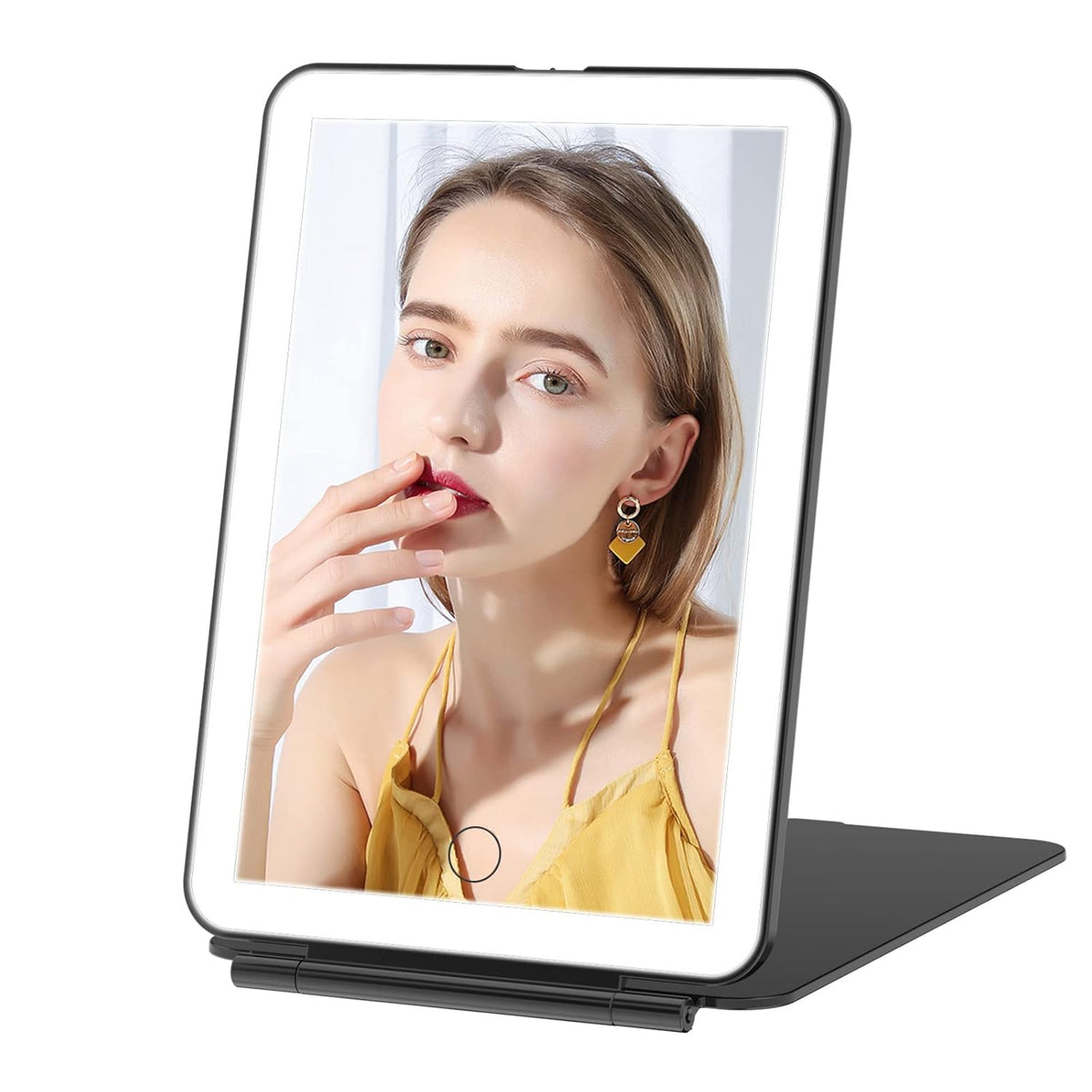 FUNTOUCH Rechargeable Travel Makeup Mirror with 72 Led Lights, Portable Lighted Beauty Mirror, 3