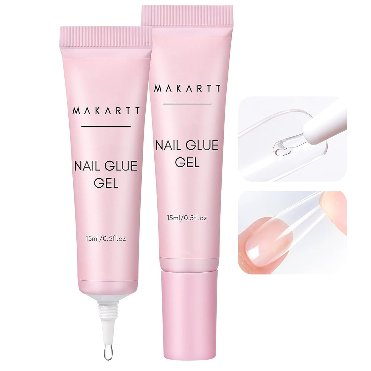 Makartt Gel Nail Glue for Press On Nails - 3D Gel Nail Art, 30ml Super Strong 3 in 1 Solid Nail