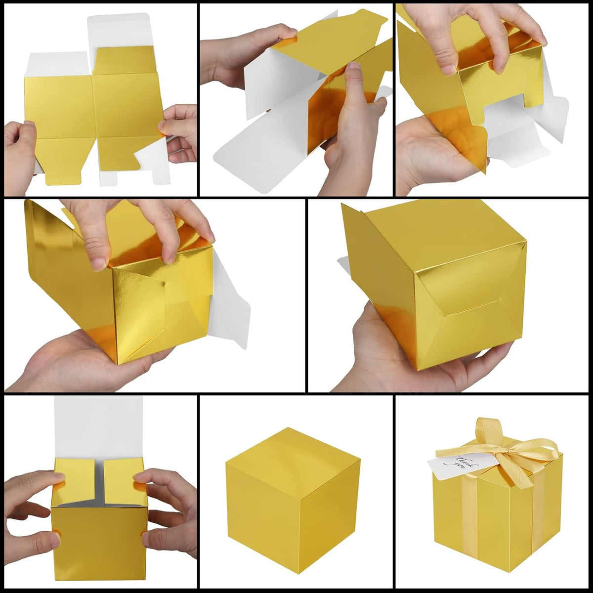 100 Pack Small Gift Boxes, 4x4x4 Inches Favor Boxes Gold Paper Gift Boxes with Lids for Presents