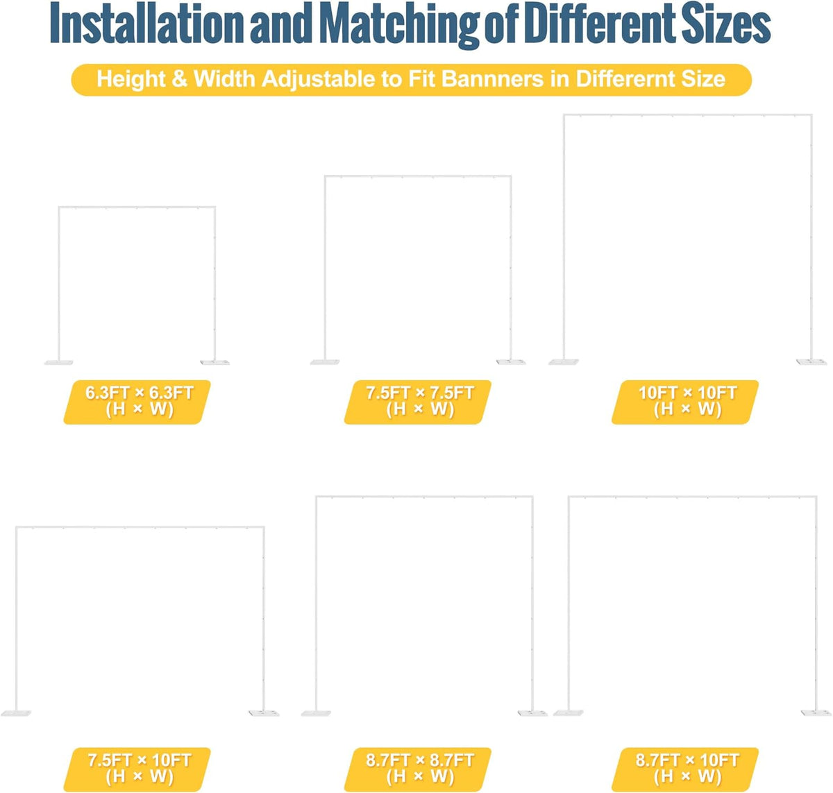 Wokceer 10 FT Backdrop Stand Heavy Duty Pipe and Drape Kit, Adjustable White Backdrop Stands for