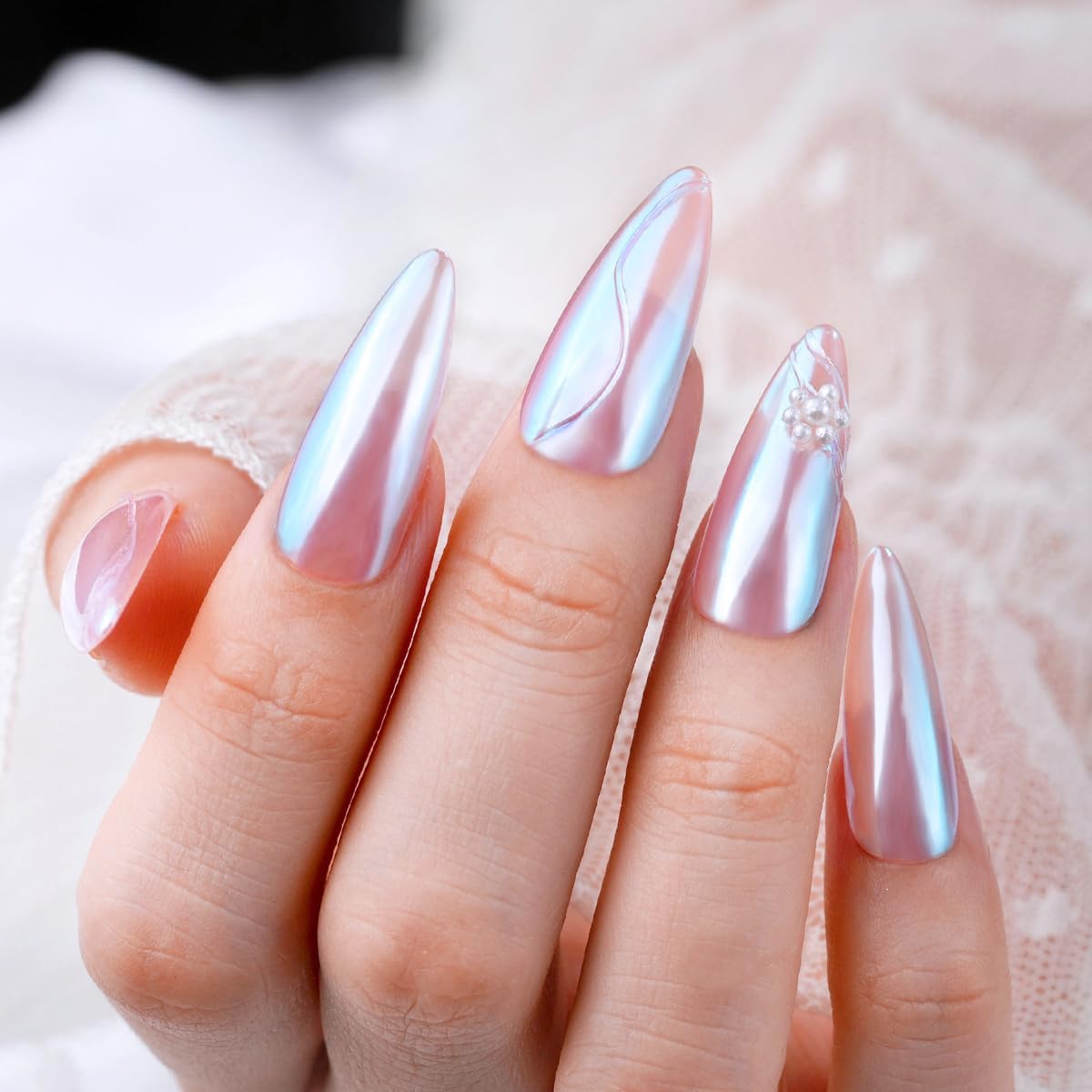 Pretty Diva Moonlight Chrome Nail Powder, Unicorn Mermaid Chrome Powder for Nails, Aurora Nail