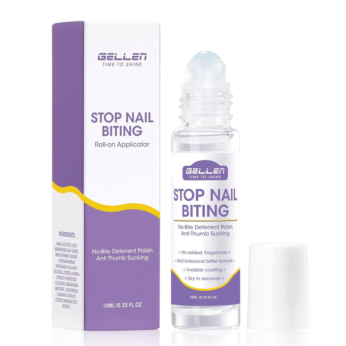 Gellen Nail Biting Treatment for Kids & Adults, Roll-On Stop Thumb Sucking Deterrent, 10ml Nail