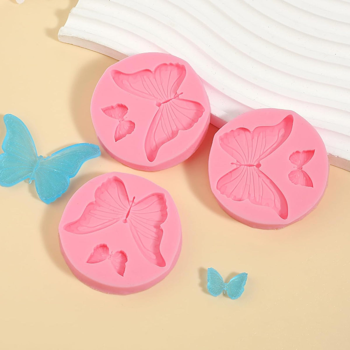3 Pcs Butterfly Cake Decoration Fondant Molds, Exquisite Butterfly Chocolate Silicone Mold, for