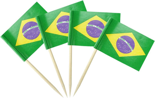 Brazil Flag Brazilian Flag, Small Mini Brazil Toothpick Flags for Food, Cupcakes, Cocktails