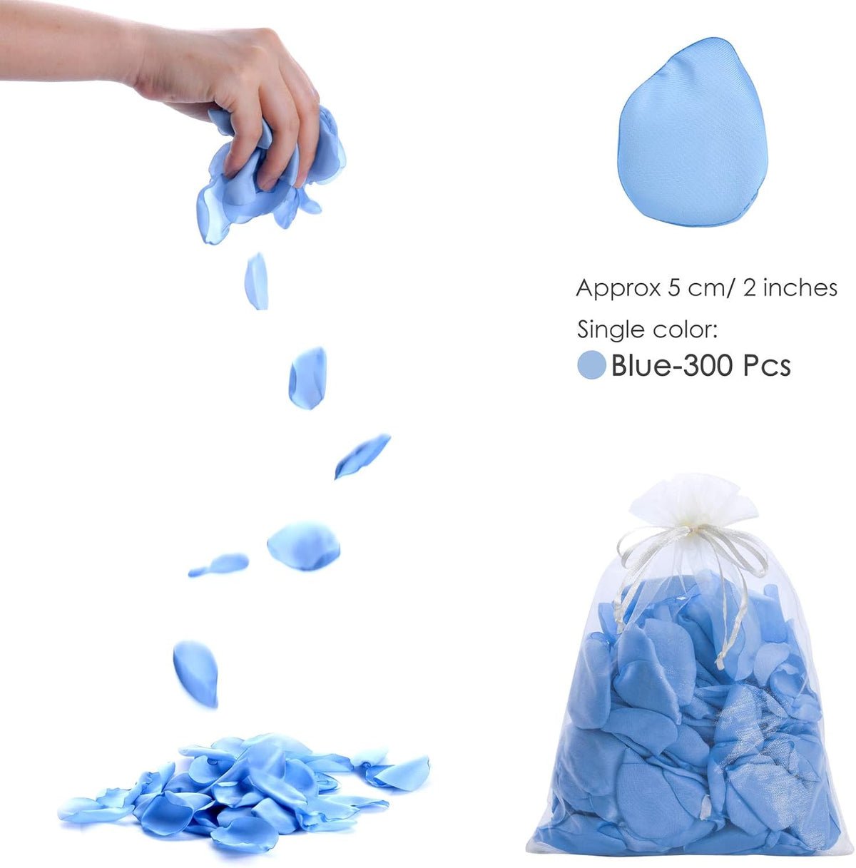 Artificial Silk Rose Petals 300pcs Blue Flower Petals for Wedding Flower Girl Romantic Night Table