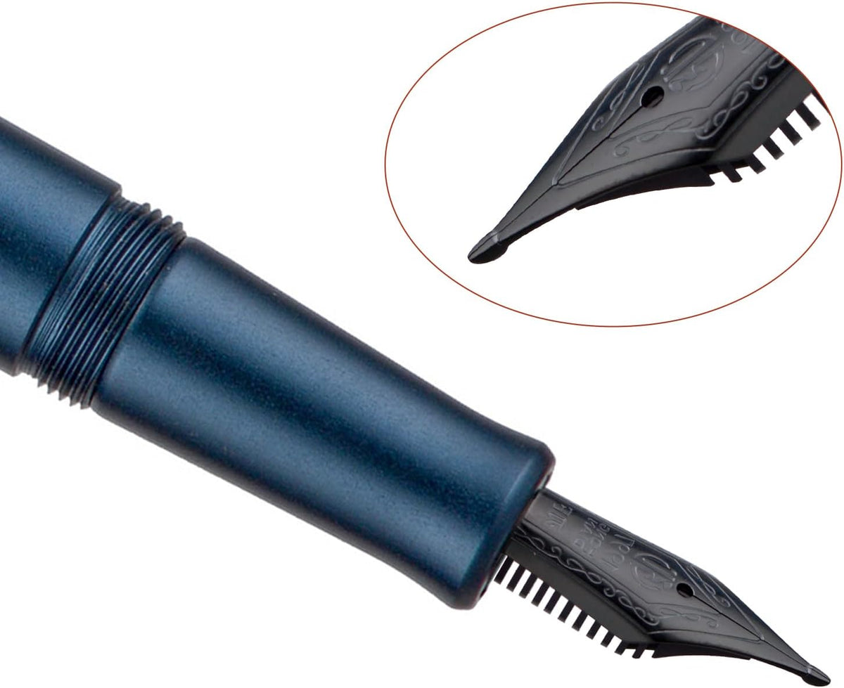 Hongdian M2 Black Forest Mini Fountain Pen, Long Blade Nib & Sleek Shape Aluminium Short Pocket