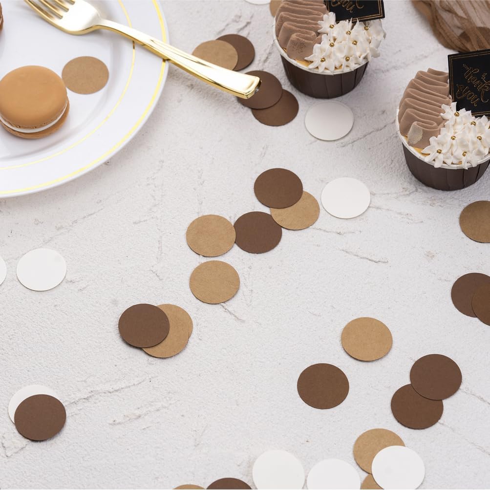 Brown Kraft Tan and Ivory Cream Paper Confetti Table Decoration for Neutral Baby Shower Birthday