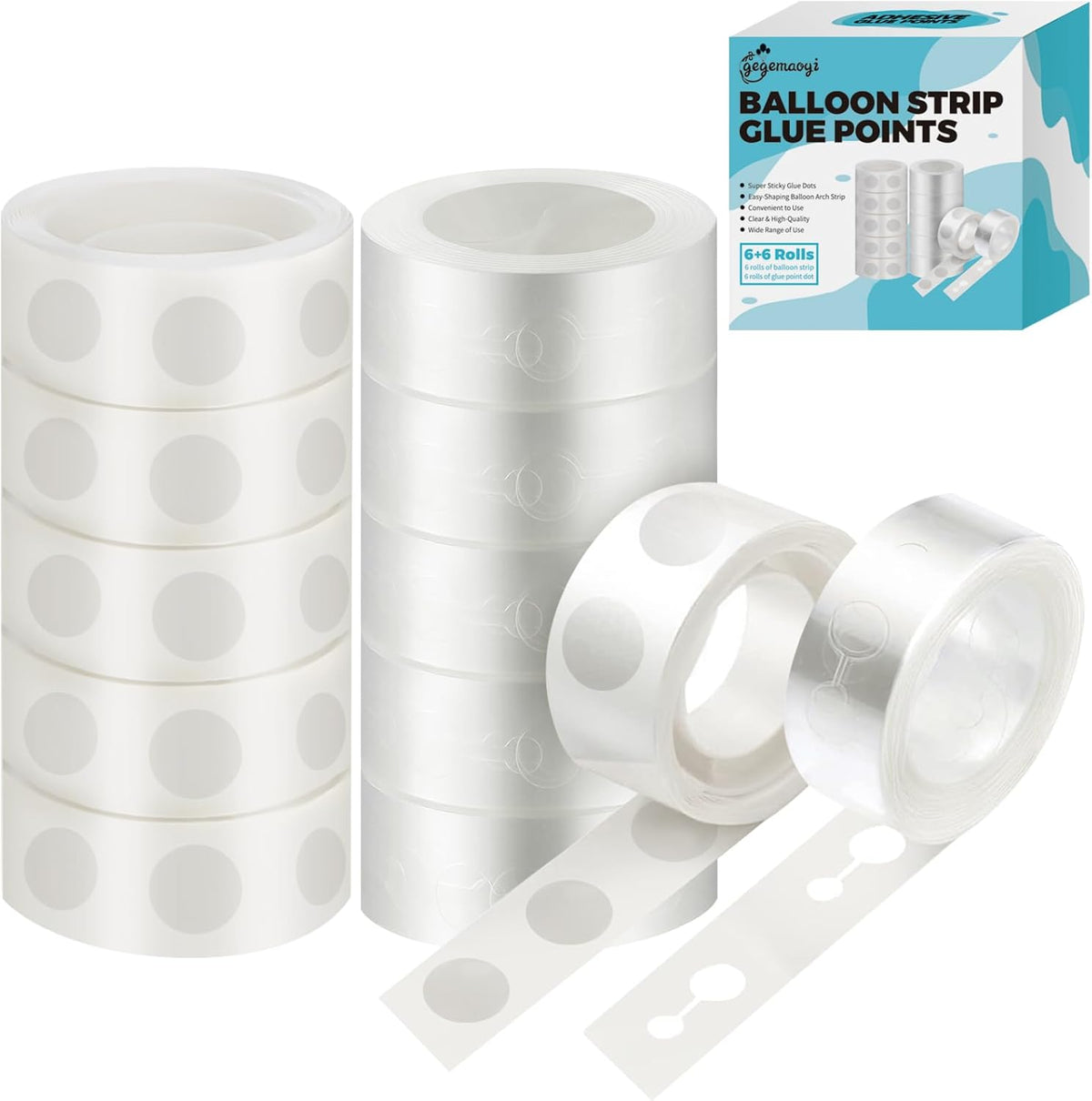 Balloon Arch Kit - 98.4ft DIY Balloon Garland Strip with 600Pcs Clear Glue Point Dots, Removable