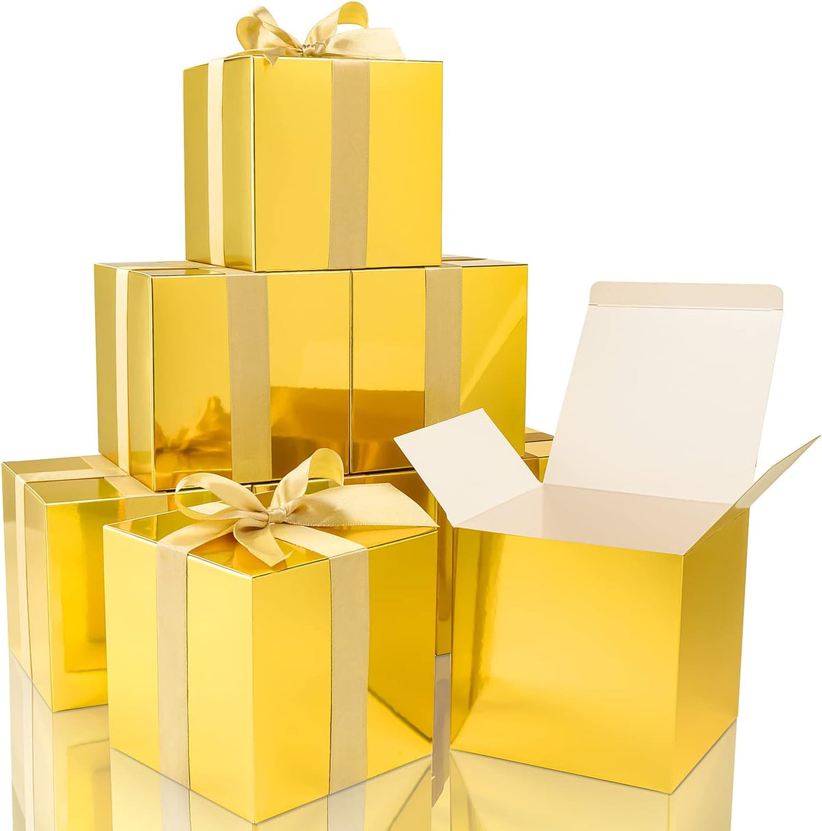 COTOPHER Small Gift Boxes 25 Pack 6x6x6 inches Gold Gift Boxes with Lids for Gifts, Crafting