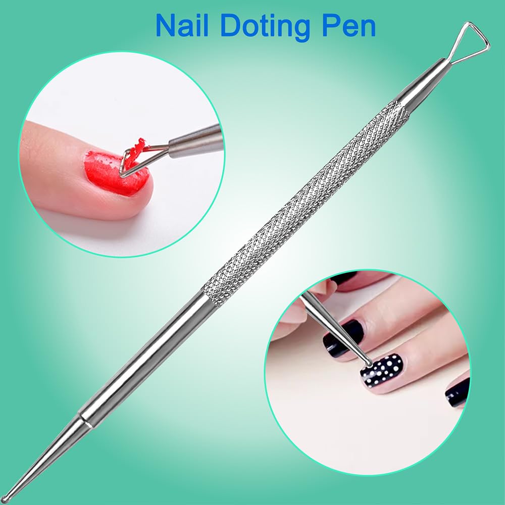 Manicure Kit for Women, 2-Piece Stainless Steel Nail Tools with Double-Ended Cuticle Pusher &