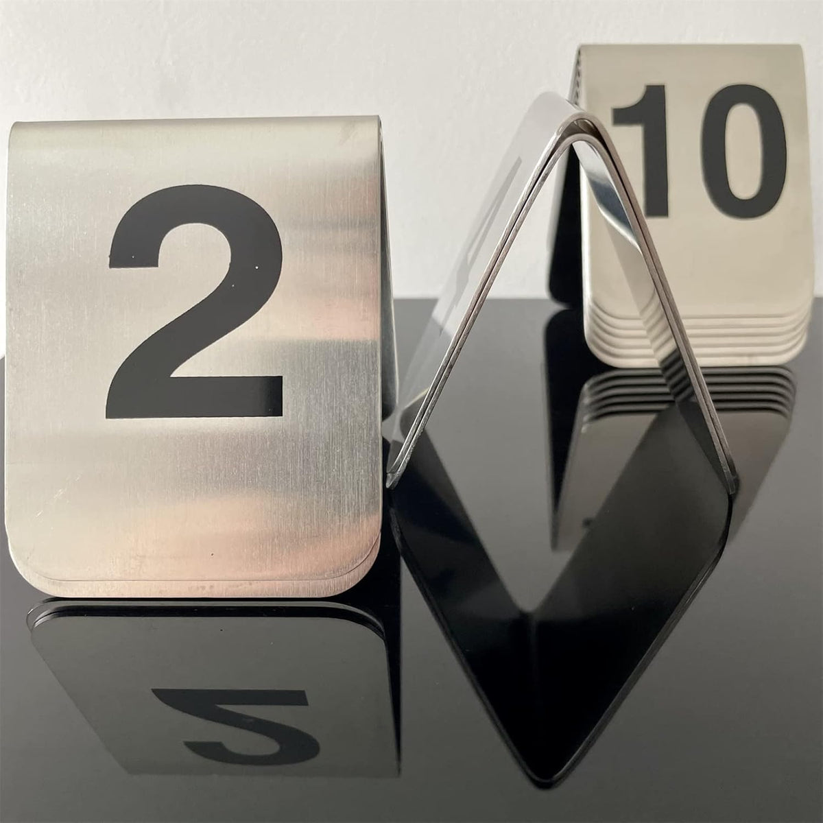 10 Pcs Metal Place Cards Stackable Tent Style Table Numbers，Place Card Holders for Celebration
