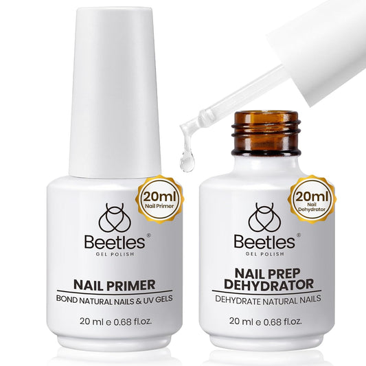 Beetles 20ml 2Pcs Nail Dehydrator and Primer, Large Capacity Acid Free Acrylic Nail Prep Dehydrate