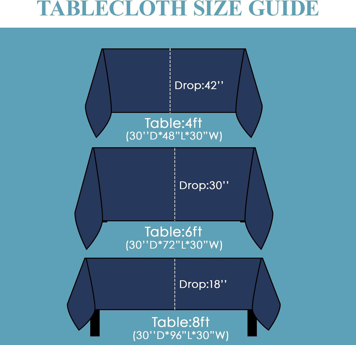 VidaFete Tablecloth 10 Pack 90 * 132inch Rectangle Table Cloth Polyester, Stain Wrinkle Resistant