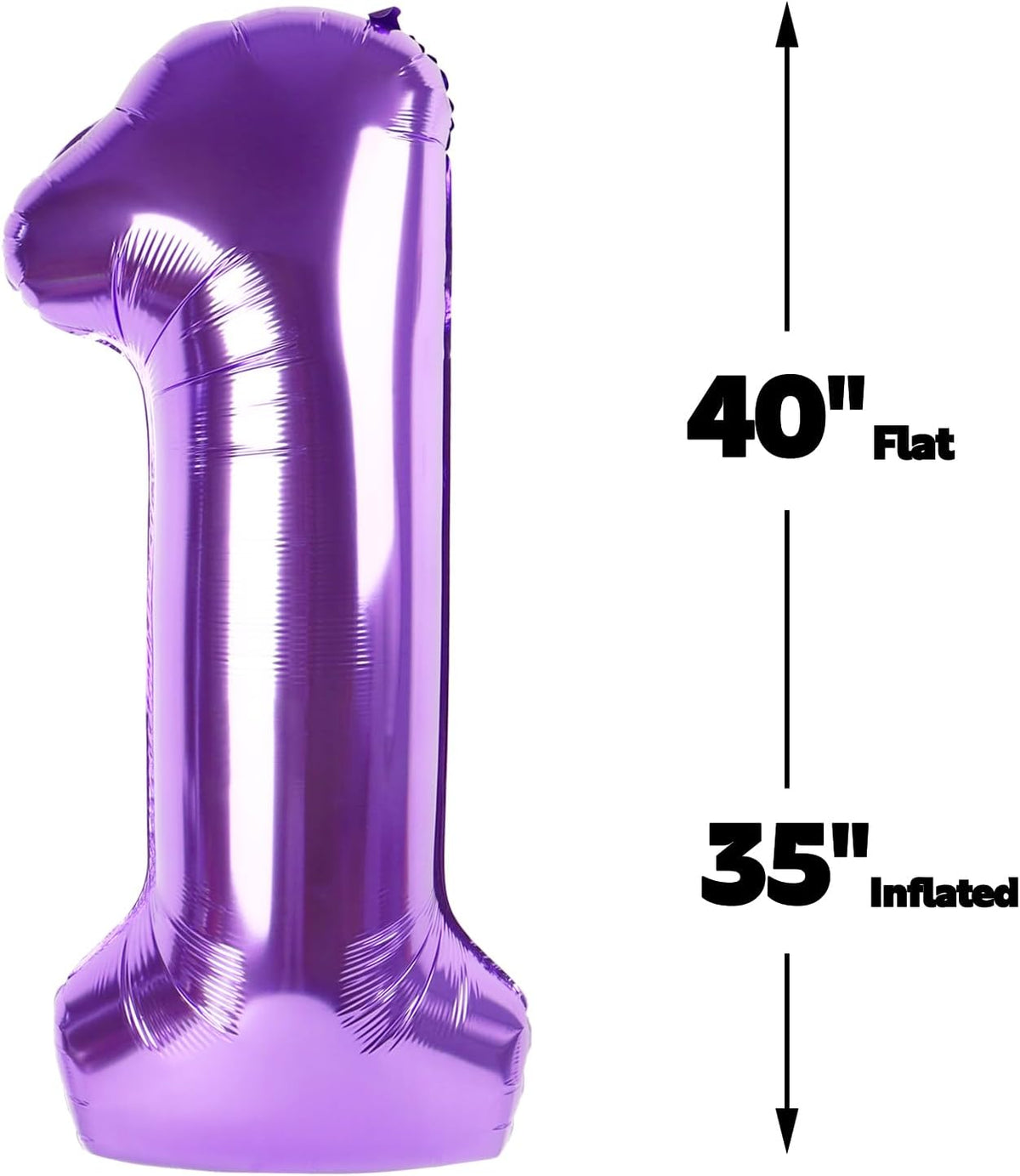 Purple Number 1 Balloon 40 inch, Number 1 Birthday Balloon for Boy Girl, Purple Foil One for 1st 10